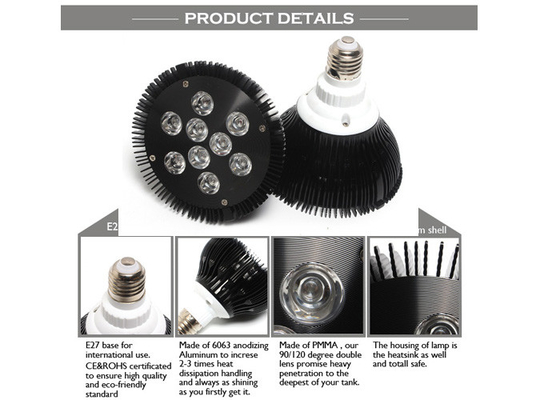 Aluminum 27W PAR38 DIY Indoor Grow Box , Long Lasting 9LEDs E26 E27 Plant Grow Bulbs